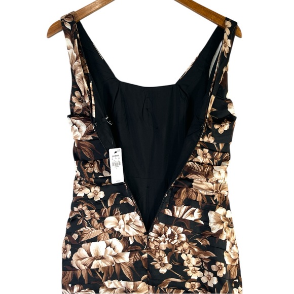NWT Express Satin Floral Draped Neck Ruched Midi Sheath Dress Size 2 - Picture 12 of 12